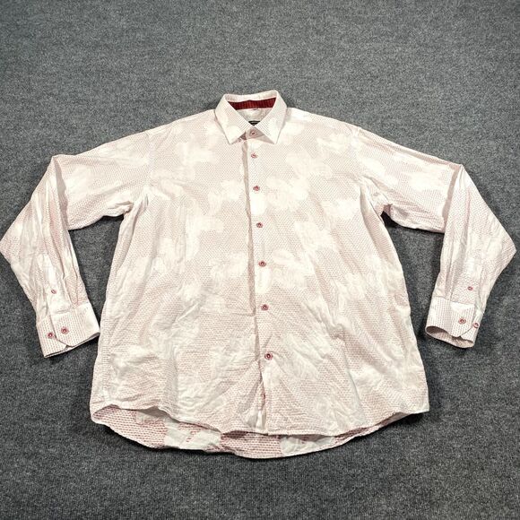 Visconti Uomo Mens XL Disco Button Shirt Paisley All Over Print 2 Ply Mercerized - Picture 2 of 8